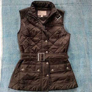 Banana Republic Olive Green Quilted Vest w Belt & Zip XXS
